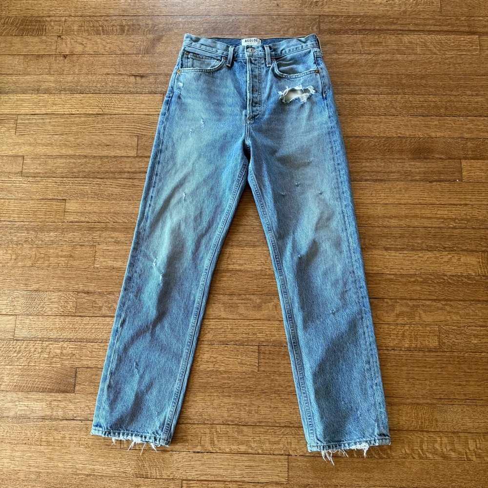 Agolde 90s Mid Rise Straight Distressed Denim Jeans